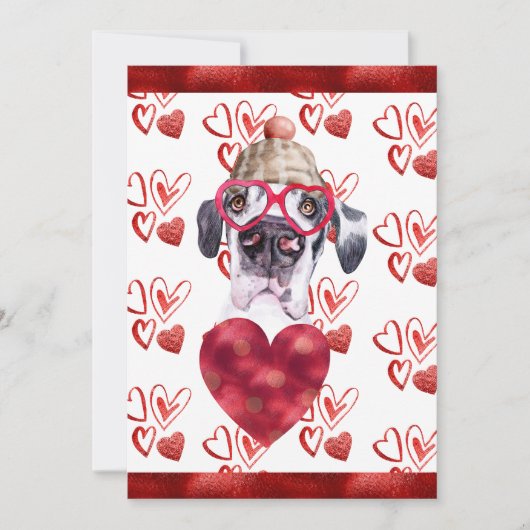 ハートグレートダーンドッグラバーバレンタインギフト シーズンカード (正面)