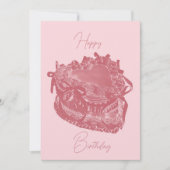 ハートケーキ誕生日カード 招待状 (正面)