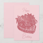 ハートケーキ バースデーカード 招待状 (正面/裏面)