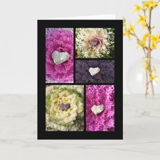 ハートケール カード (黄色い花)