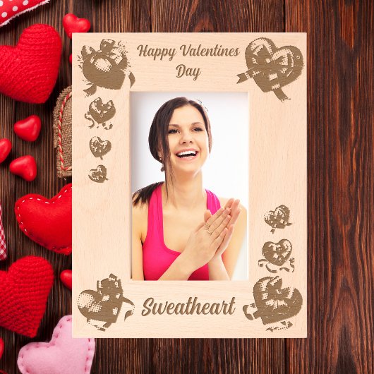ハートコケットValentinesギフトレーザー木製 レーザー彫刻フレーム