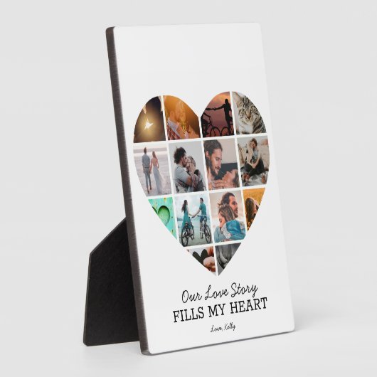 ハートコラージバレンタインのカスタム文字 フォトプラーク (側面)