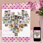 ハートコラージピンクラブハート記念日 カード<br><div class="desc">ハートフォト結婚コラージュのアニバーサリーカードは、最大36枚の写真と違うあなたのメッセージを内にパーソナライズカスタムできる。ハート型の写真コラージュは、縦、横、四角の写真で構成されている。写真もしが表示されて問題がある場合は最高の、適切な形状に切り抜いてアップロードし直してみて。Happy Anniversaryは手書きのブラシスクリプトで文字を入力し、デザインは内部と外に愛パターン(の模様が)あるのハート縁どを持っている。</div>