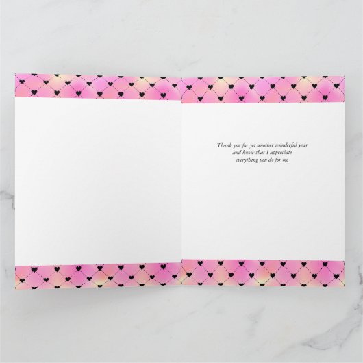 ハートコラージピンクラブハート記念日 カード (内部)