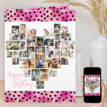 ハートコラージピンクラブハート誕生日 カード<br><div class="desc">ハート写真コラージュ誕生日カード、任意の年齢に適し、最大36枚の写真でパーソナライズで違うきる。また、誕生日の人の名前を前面に追加し、あなたの中にカスタムメッセージ。ハート型の写真コラージュは、縦、横、四角の写真で構成されている。写真もしが表示されて問題がある場合は最高の、適切な形状に切り抜いてアップロードし直してみて。ハッピーバースデーは手書きの筆跡で書かれ、デザインは内側と外側に愛の縁どハートを持つ。</div>