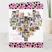 ハートコラージュのピンクのハート任意の年齢の誕生日 カード (正面)