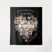 ハートコラージュハッピーバースデー パーソナライズされた タペストリー (正面)