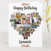 ハートコラージュパーソナライズされたスクリプト誕生日 カード (黄色い花)