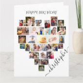 ハートコラージュパーソナライズされたスクリプト誕生日 カード (正面)