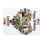 ハートコラージュパーソナライズされたスクリプト誕生日 マグネット (横)