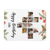 ハートコラージュパーソナライズされたスクリプト誕生日 マグネット (横)