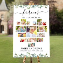 ハートコラージュ付き植物葬式ポスター