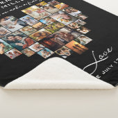 ハートコラージュ写真ファミリー記念日ブラック シェルパブランケット (3/4)