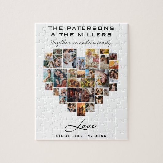 ハートコラージュ写真家族の記念日の収集 ジグソーパズル (縦)