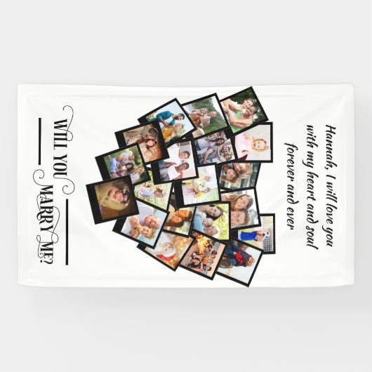 ハートコラージュ愛You Marshes Me白黒 横断幕 (横)