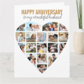 ハートコラージュ白パーソナライズされた周年記念 カード (正面)