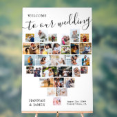 ハートコラージュ29ピックホワイト結婚ズ・ウェルカム アクリルサイン (ニュートラル)