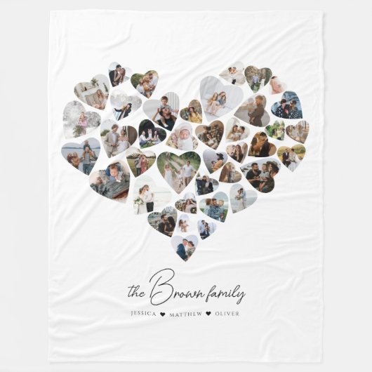 ハートコラージュ39枚バレンタインデー フリースブランケット (正面)