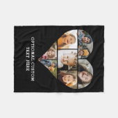 ハートコラージュ7写真黒 フリースブランケット (正面(横))