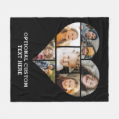 ハートコラージュ7写真黒 フリースブランケット (正面(横))