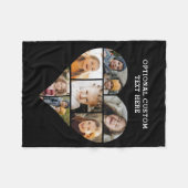 ハートコラージュ7写真黒 フリースブランケット (正面(横))