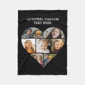 ハートコラージュ7写真黒 フリースブランケット (正面)