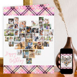 ハートコラージュPink Plaid任意の年齢誕生日 カード<br><div class="desc">ハート写真コラージュ誕生日カード、任意の年齢に適し、最大36枚の写真でパーソナライズで違うきる。また、誕生日の人の名前を前面に追加し、あなたの中にカスタムメッセージ。ハート型の写真コラージュは、縦、横、四角の写真で構成されている。写真もしが表示されて問題がある場合は最高の、適切な形状に切り抜いてアップロードし直してみて。ハッピーバースデーは手書きの筆跡で書かれ、デザインは内側と外側に縁どた垂木を持つ。</div>