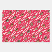 ハートコラージュXOXOレッズ&ピンク ラッピングペーパーシート (正面2)