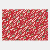 ハートコラージュXOXOレッズ&ピンク ラッピングペーパーシート (正面)