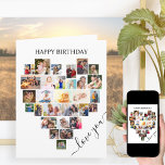 ハートコラージラブスクリプト誕生日カード カード<br><div class="desc">愛のハッピーバースデーハートのコラージュのカードで写真を言う。この写真テンプレートは、上から下に向かって行に写真を追加するように設定されている。写真コラージュは29枚の写真を収め、ポートレート、風景、正方形/インスタグラム形式の組み合わせで表示される。"love you"は手書きの文字でエレガント書かれ、内部の文言は完全に編集可能である。大事な行事のハッピーバースデーをもし編集する場合は、「デザイン」を編違う集する。永遠に宝を納めるためにフレームやメモリボックスに入れることができる素敵なキープサカード。</div>