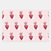 ハートコージドッグラバーヴァレンティーンズギフト ラッピングペーパーシート (正面2)