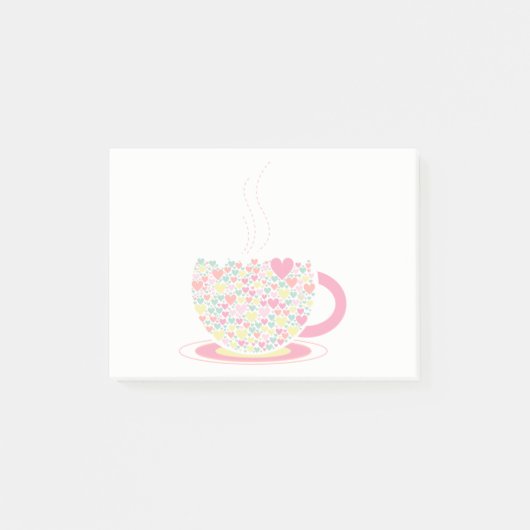 ハートコーヒーカップポストItノートパッド ポストイット (正面)