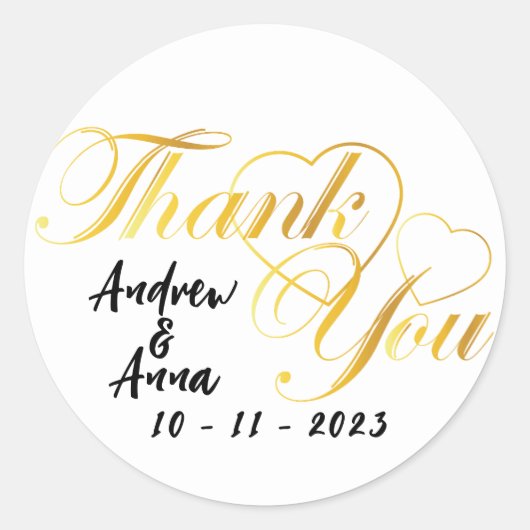 ハートゴールドありがとう ラウンドシール (正面)