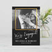 ハートゴールドフォイル我々は婚約した婚約 |写真 招待状 (スタンド正面)