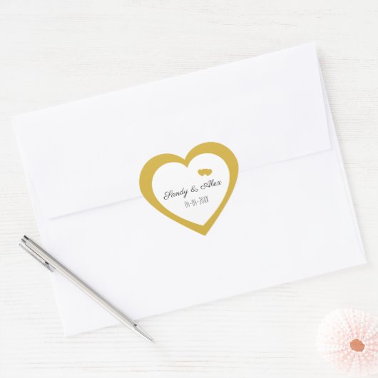 ハートゴールド, 結婚式, 小規模事業, オーダーメイド ハートシール (封筒)