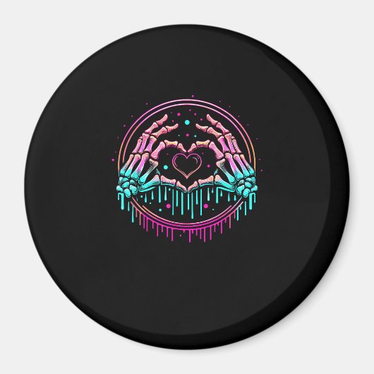 ハートサインスケルトンハンド不気味 – スケルトン許可 マグネット (正面)