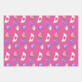 ハートサイン ラブ ドゥードル かわいいバレンタインデー ラッピングペーパーシート (正面)