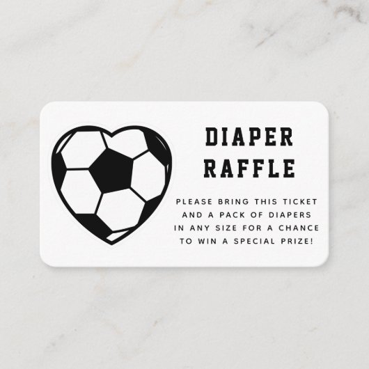 ハートサッカーボールおむつラッフルベビーシャワーカード エンクロージャーカード (正面)