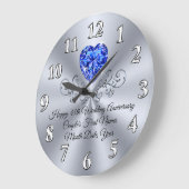 ハートサファイアハッピン45結婚周年記念品 ラージ壁時計 (傾斜)