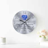 ハートサファイアハッピン45結婚周年記念品 ラージ壁時計 (ホーム)