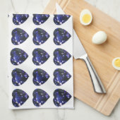 ハートサファイアブルー キッチンタオル (四つ折り)