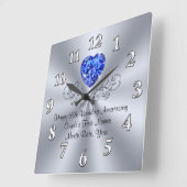 ハートサファイア65th結婚周年記念贈呈アイディア スクエア壁時計 (傾斜)