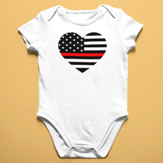 ハートサポート消防フラグ ベビーボディスーツ