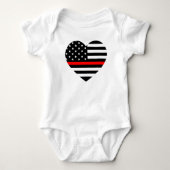 ハートサポート消防フラグ ベビーボディスーツ (正面)