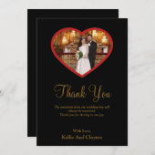 ハートサンキューカード内の黒い写真 サンキューカード (正面/裏面)