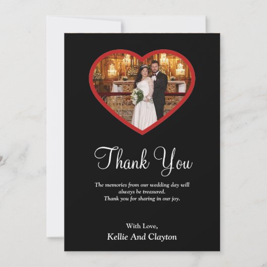 ハートサンキューカード内の黒い写真 サンキューカード (正面)