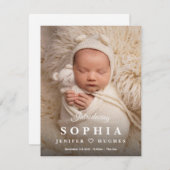 ハートサンキューカード、ベビー写真サンキューカード 招待状 (正面/裏面)