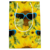 ハートサングラスオンサンフラワー ミディアムペーパーバッグ (正面)