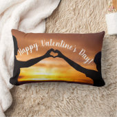 ハートサンセットハッピーバレンタインデーラブ ランバークッション (ブランケット)