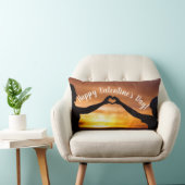 ハートサンセットハッピーバレンタインデーラブ ランバークッション (椅子)